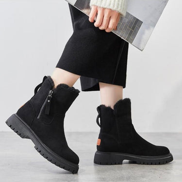 Fur-Lined Winter Ankle Boots – Waterproof Platform Suede Boots