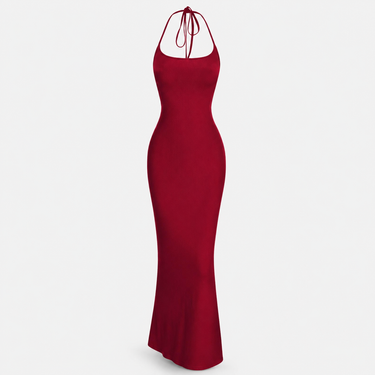 Halter Neck Backless Maxi Dress – Sleek Formal Evening Gown