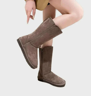 Sheepskin-Lined Winter Boots – Waterproof Suede Mid-Calf Boots