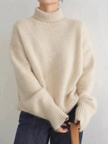 Knitted Turtleneck Sweater – Relaxed One-Size Winter Jumper
