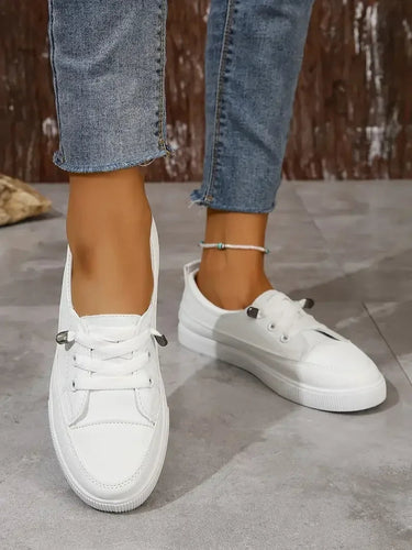 Casual Round Toe Flat Shoes – Classic Lace-Up Trainer