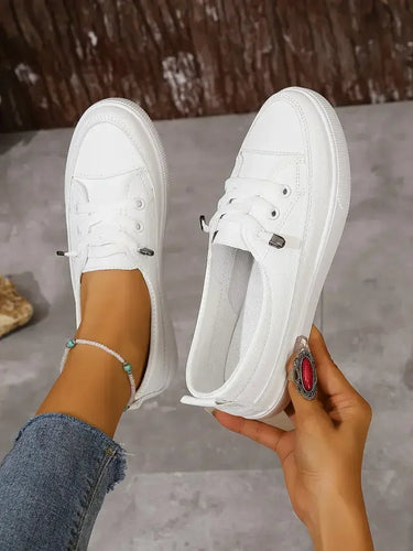 Casual Round Toe Flat Shoes – Classic Lace-Up Trainer
