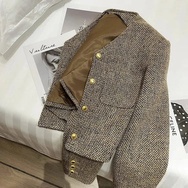 Cropped Tweed Blazer – Boxy Gold Button Jacket