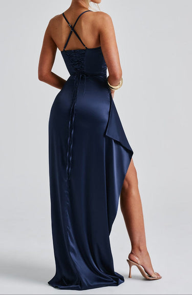 Navy Blue Formal Evening Maxi Dress – Sleeveless Occasion Gown
