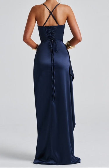 Navy Blue Formal Evening Maxi Dress – Sleeveless Occasion Gown