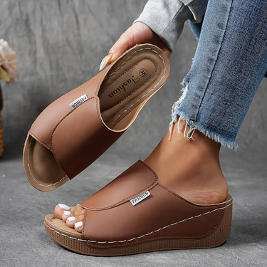 Slip-On Wedge Sandals – Open Toe Cushioned Summer Sandal