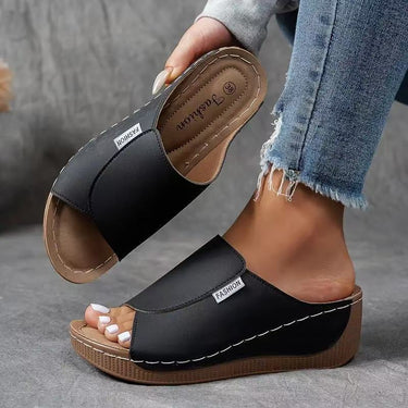 Slip-On Wedge Sandals – Open Toe Cushioned Summer Sandal
