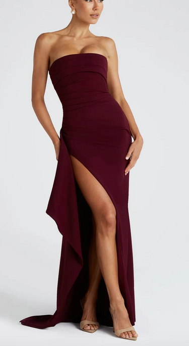Strapless Dress – Thigh-High Slit Sculpting Evening Gown