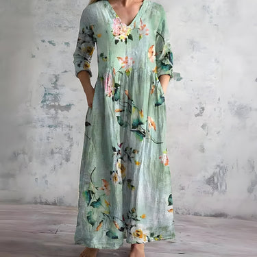 Flowy V-Neck Floral Summer Maxi Dress – Holiday Occasion Dress