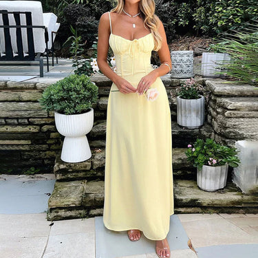 Sleeveless Ruched Bodice Wedding Guest Maxi Dress – Elegant Occasion Gown