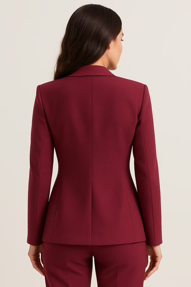 Wine Red Slim Blazer – Single-Button Tailored Jacket
