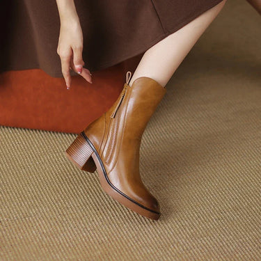 Ankle Boots with Block Heel – Faux Leather Dual Zip Everyday Boots