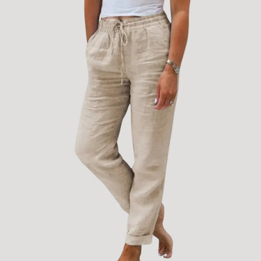 Linen Drawstring Trousers – Lightweight Summer Tapered Trousers