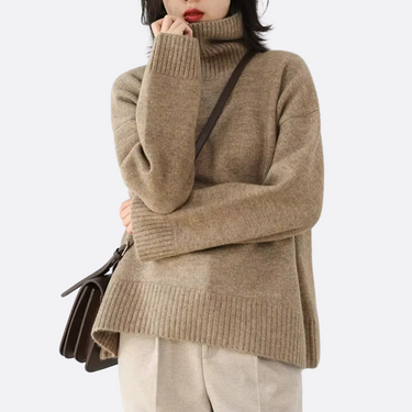 Oversized Turtleneck Sweater – Warm Dark Chocolate Jumper