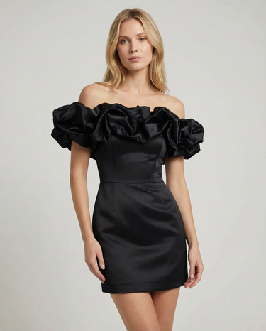 Purple Strapless Mini Dress – Wood Ear Trim Versatile Party Dress