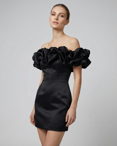 Purple Strapless Mini Dress – Wood Ear Trim Versatile Party Dress