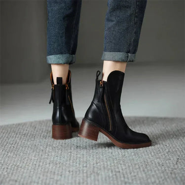 Ophelia | Ankle Boots with Zip Fastening and Block Heel