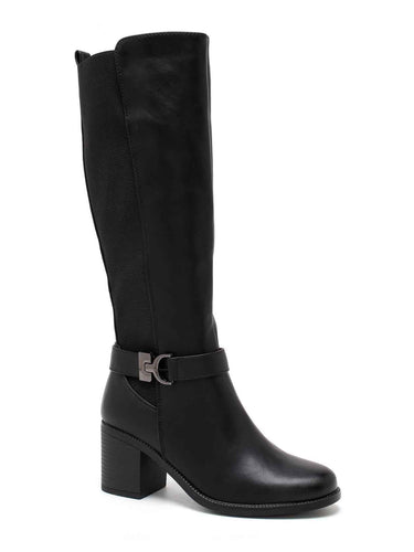 Josephine | Wide Heel Boots With Elastic Panel And Zip