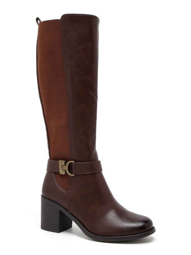 Josephine | Wide Heel Boots With Elastic Panel And Zip