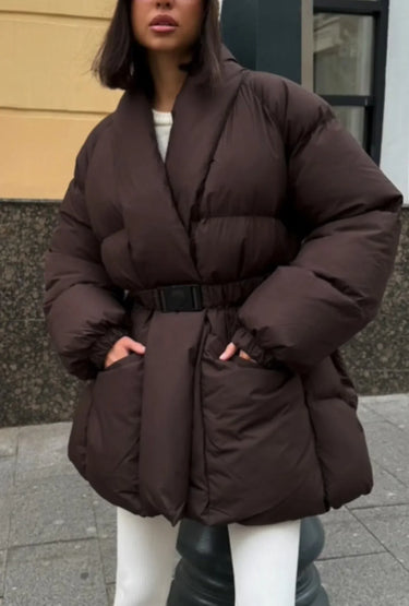 Matilda | Quilted Jacket with Belted Waist and High Collar
