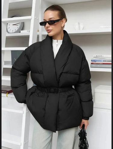Matilda | Quilted Jacket with Belted Waist and High Collar