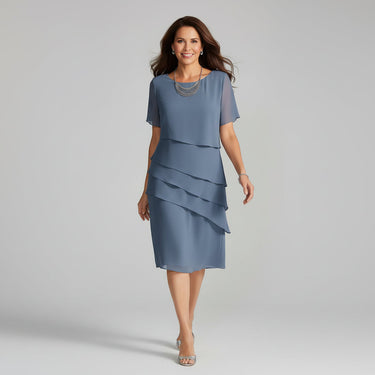 Flutter Sleeve Tiered Chiffon Dress for Women