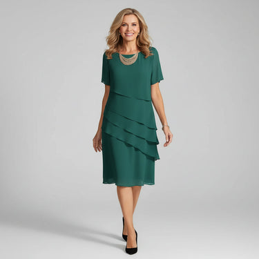 Flutter Sleeve Tiered Chiffon Dress for Women