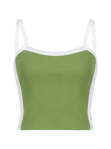 Contrast Cami Top – Retro Square Neck Fitted Camisole Top
