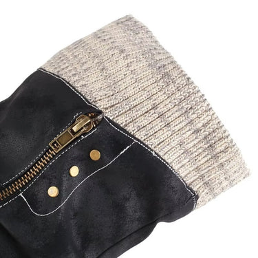 Knee-High Knit Cuff Boots – Faux Leather Slouch Winter Boots